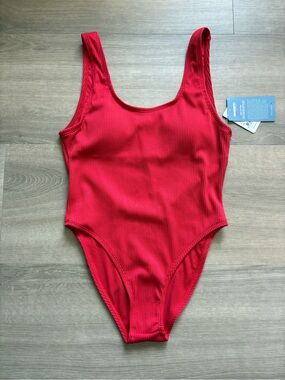 NWT Mossman Ribbed Red Cheeky One-Piece Swimsuit- size S